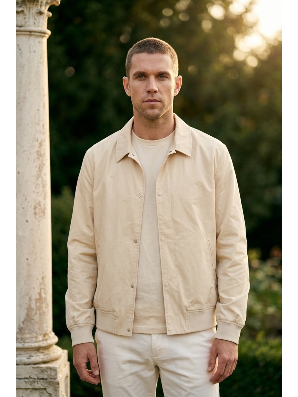 Topman Beige Lightweight Harrington Jacket Size Large